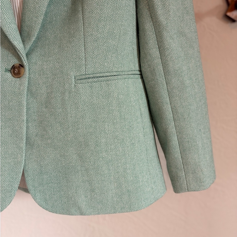 J. Crew Green Herringbone Wool Blend Holland Blazer - Picture 5 of 6